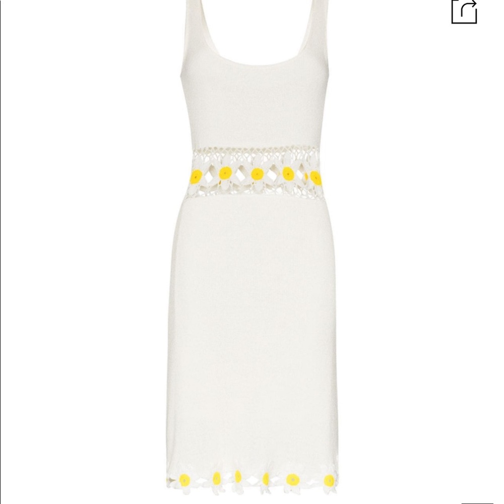 STAUD floral crochet daisy mini dress in ivory / yellow !! size small